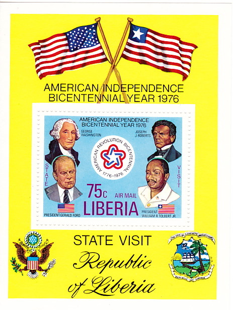 1975  US Bicentennial  Airmail Souvenir Sheet  Used   Sc C214 - Liberia