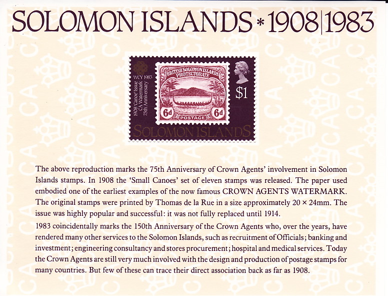 SOLOMON IS  1983  Crown´s Agents  Stamp On Stamp  Souvenir Sheet  Sc 514a MNH ** - British Solomon Islands (...-1978)