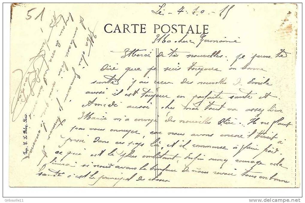 PARGNY SUR SAULX   -  ** LA GRAND RUE  Après LES BOMBARDEMENTS -*  -  Editeur  A. HUMBERT  De ST Dizier  :N° 45 - Pargny Sur Saulx