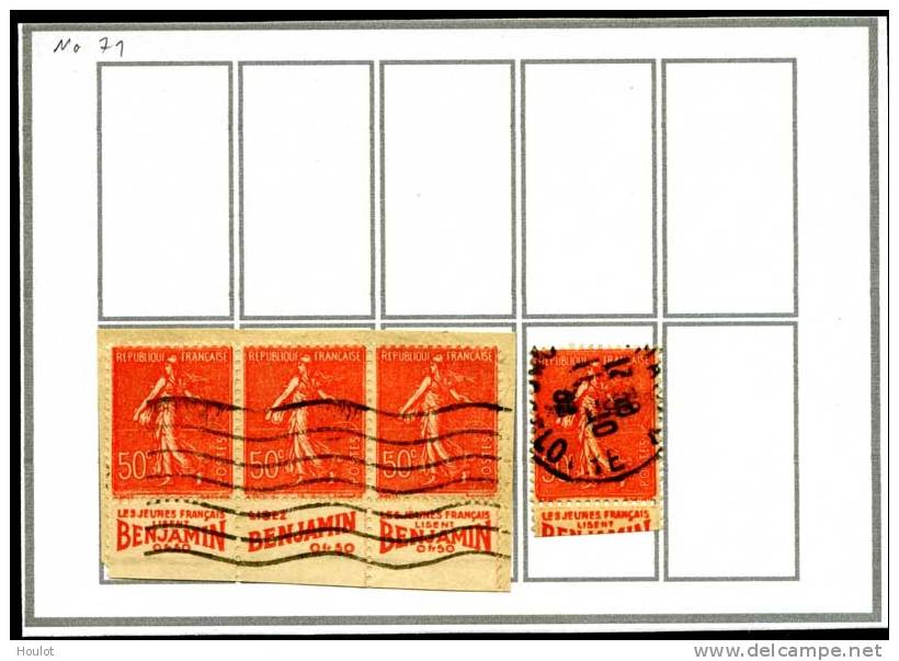 N° 201 Rekonstruktion Des Markenheftchenblattes Dallay N° 71  BENJAMIN  4 X 71 Ce La 3 X Se Tenant - 1903-60 Sower - Ligned