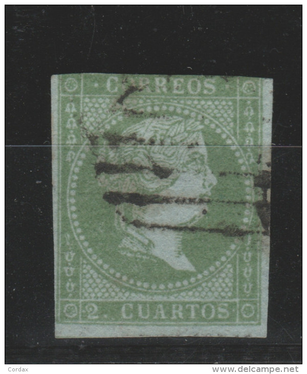 ISABEL. 2 Cuartos 1855. Filigrana Lazos. 200 €. Roig - Used Stamps