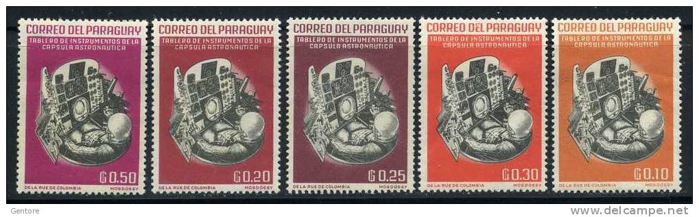 PARAGUAY 1963 Space  Cpl. Set Of 5 Yvert Cat N°  714/18  Mint Hinged - América Del Sur