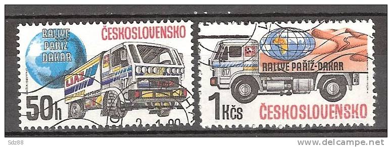 Tchécoslovaquie   1989  YT 2787 -2788  Camions  Skoda   Tatra    Paris  - Dakar Transport - Vrachtwagens