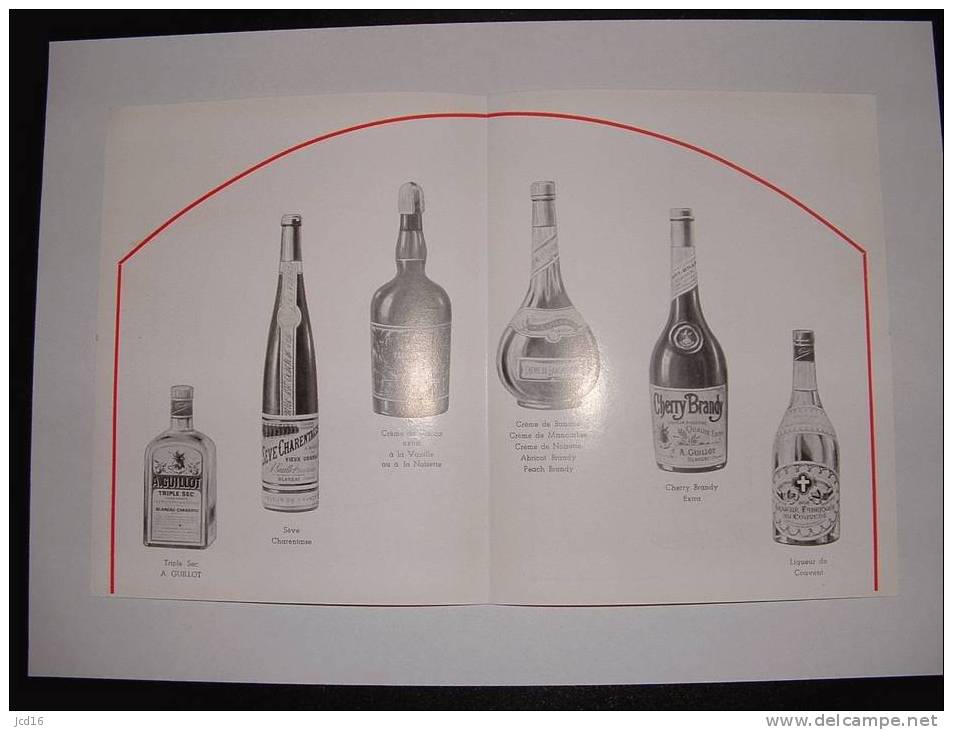 DEPLIANT LIQUEURS A.GUILLOT ANNEE 1950 Cognac Alcools Cacao Couvent Triple Sec Papier Glacé - Other & Unclassified