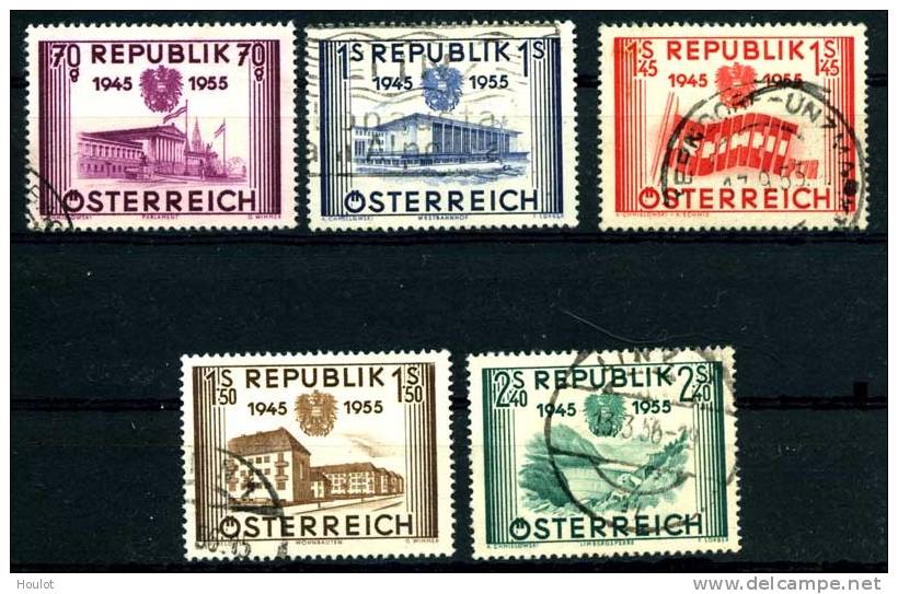 Österreich Mi.N° 1012/16 Gestempelt 1955, 10 Jahre Wiederherstellung Der Unabhängigkeit Der Republik Österreich: Parlame - Gebraucht