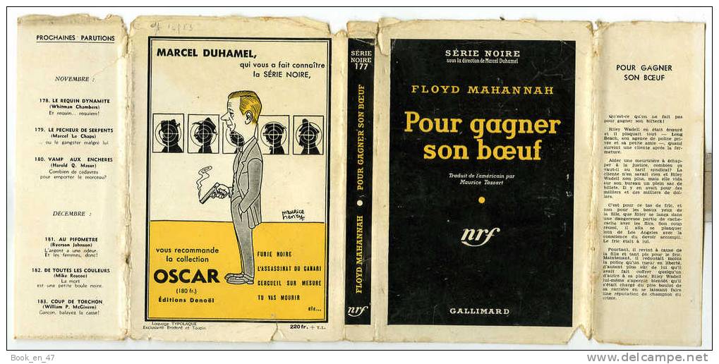 {43113} Floyd Mahannah " Pour Gagner Son Boeuf " ; Gallimard Série Noire N° 177 , EO (Fr) 1953 . - Série Noire