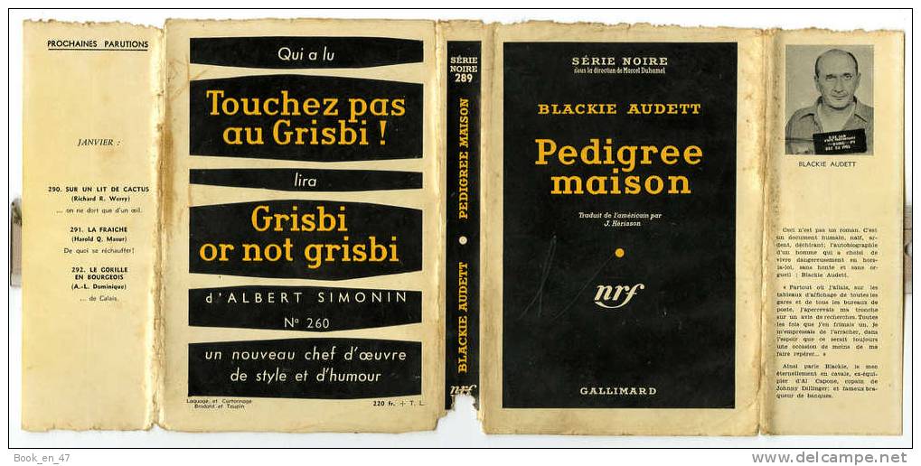 {43095} Blackie Audett " Pedigree Maison  " ; Gallimard Série Noire N° 289 , EO (Fr) 1956 . - Série Noire