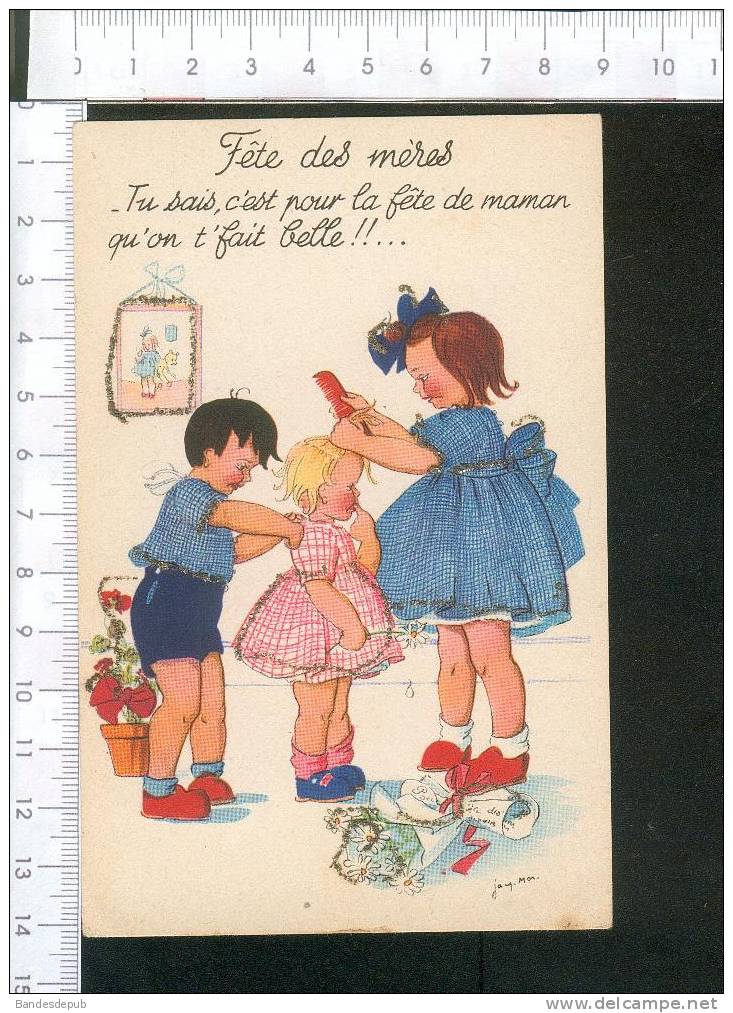 Jolie Carte Paillettes Fête Des Mères Enfant Coiffure Coiffeur Peigne - Día De La Madre