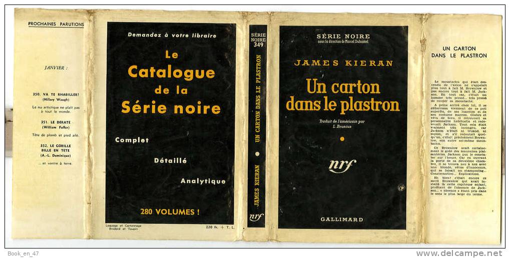 {43098} James Kieran " Un Carton Dans Le Plastron " ; Gallimard Série Noire N° 349 , EO (Fr) 1957 . - Série Noire