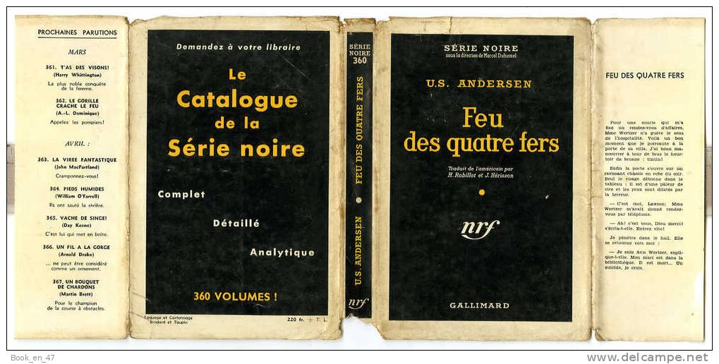 {43093} U S Andersen " Feu Des Quatre Fers" ; Gallimard Série Noire N° 360 , EO (Fr) 1957 . - Série Noire