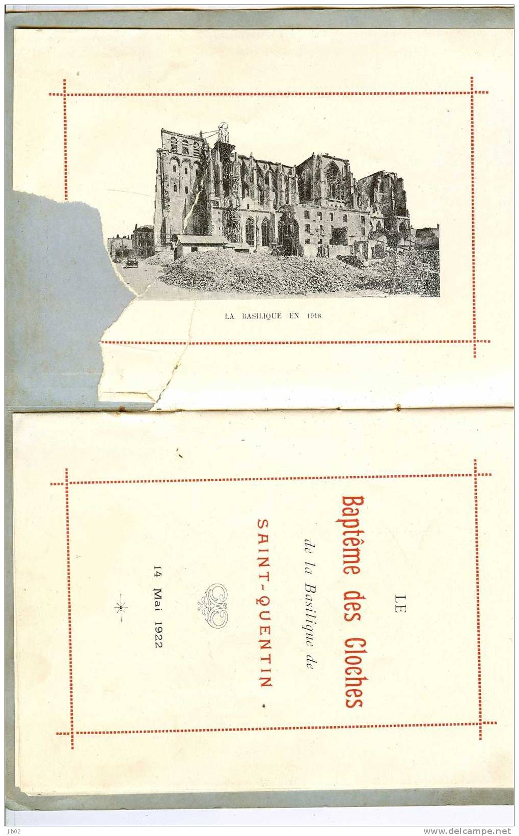 Basilique De Saint Quentin - Souvenir Du Baptême Des Cloches 14 Mai 1922 - Picardie - Nord-Pas-de-Calais