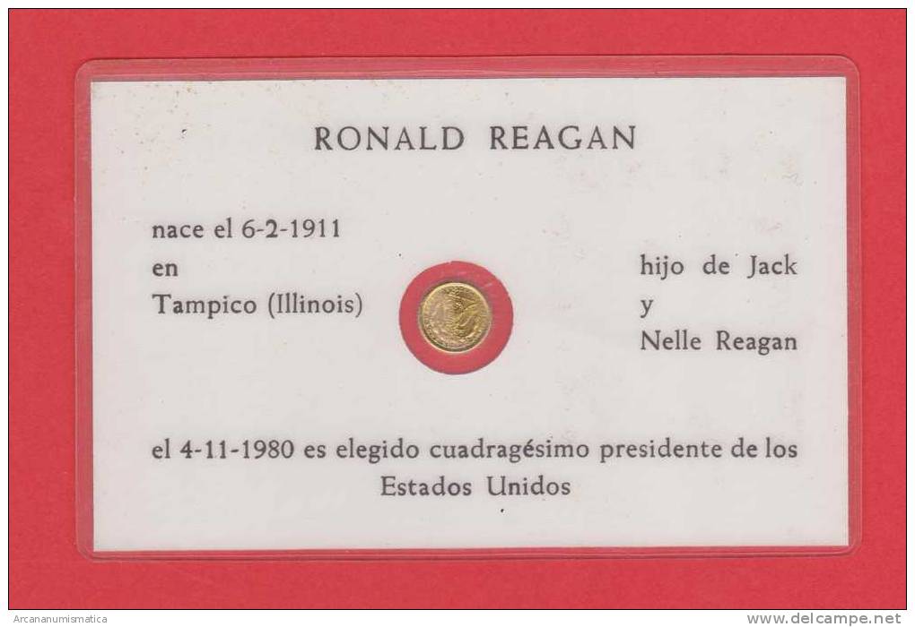 ESTADOS UNIDOS   MONEDA TARJETA SC UNC  "RONALD REAGAN"    DL-7206 - Otros & Sin Clasificación