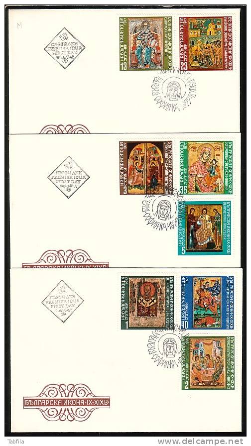 BULGARIA / BULGARIE - 1977 - Icones - 3 FDC - Religión