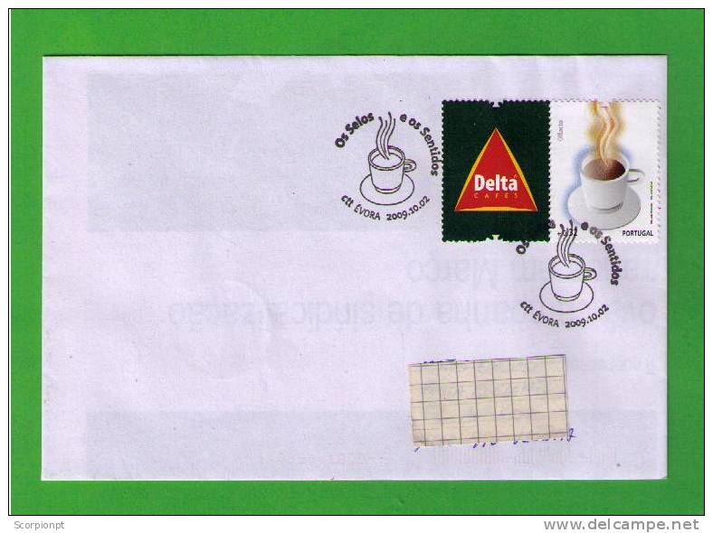 SCARCE  5 Sens Café ODEUR Boissons TIMBRE ENTERPRISE Vignette Drinks Coffee SMELL STAMP CORPORATE Tab Portugal Sp1097 - Marcophilie