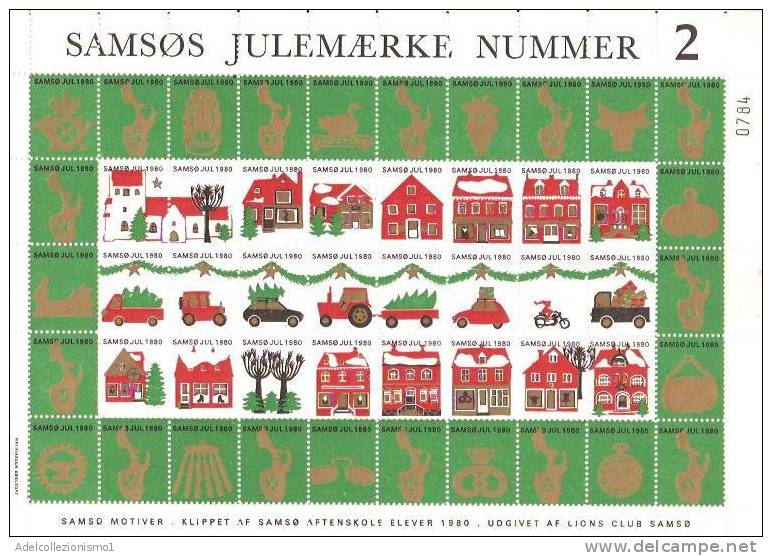 32149)foglio Completo Chiudi Lettera , Danimarca 1980 - Samsos Julemaerke N°2 - Ganze Bögen