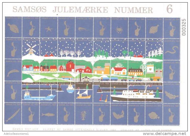 32153)foglio Completo Chiudi Lettera , Danimarca 1984 - Samsos Julemaerke N°6 - Ganze Bögen