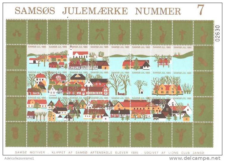 32154)foglio Completo Chiudi Lettera , Danimarca 1985 - Samsos Julemaerke N°7 - Feuilles Complètes