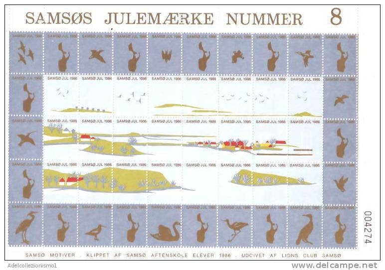 32155)foglio Completo Chiudi Lettera , Danimarca 1986 - Samsos Julemaerke N°8 - Full Sheets