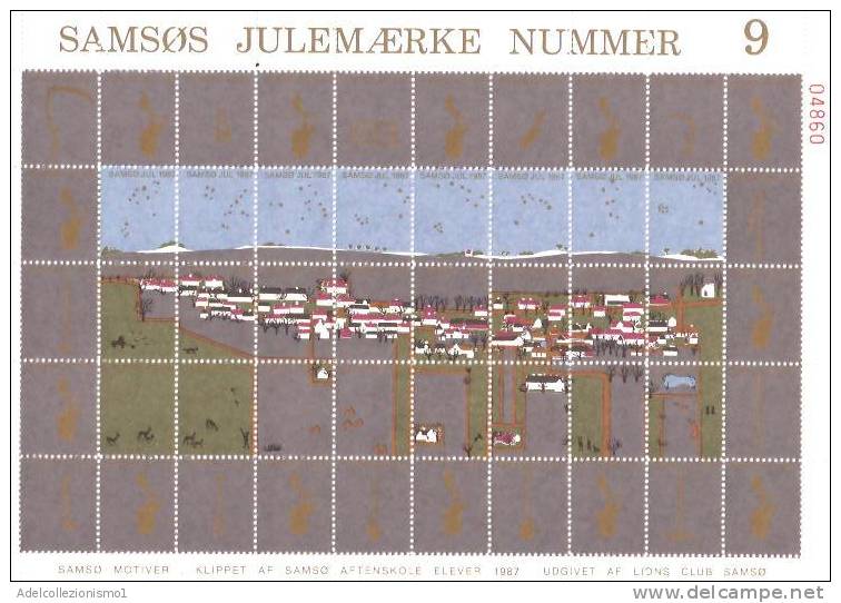 32156)foglio Completo Chiudi Lettera , Danimarca 1987 - Samsos Julemaerke N°9 - Full Sheets