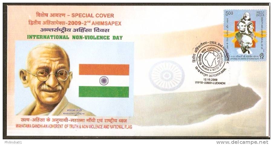 India 2009 Mahatma Gandhi & International Non-Violence Day Flag Mother Teresa King Lincoln Noble Prize Famous People - Mahatma Gandhi