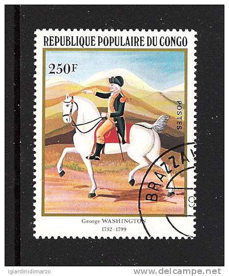 REPUBLIQUE POPULAIRE DU CONGO - 1982:  VALORE OBLITERATO DA 250 F. PER G. WASHINGTON - IN BUONE CONDIZIONI. - George Washington