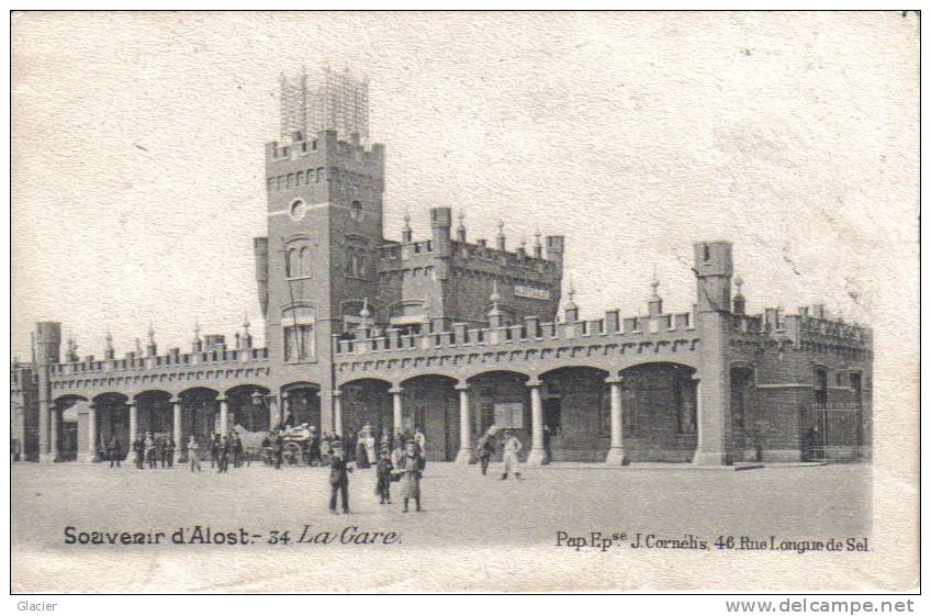 Souvenir D´ ALOST - 34   La Gare - Pap. Epse J. Cornelis, Rue Longue De Sel 46 - Aalst