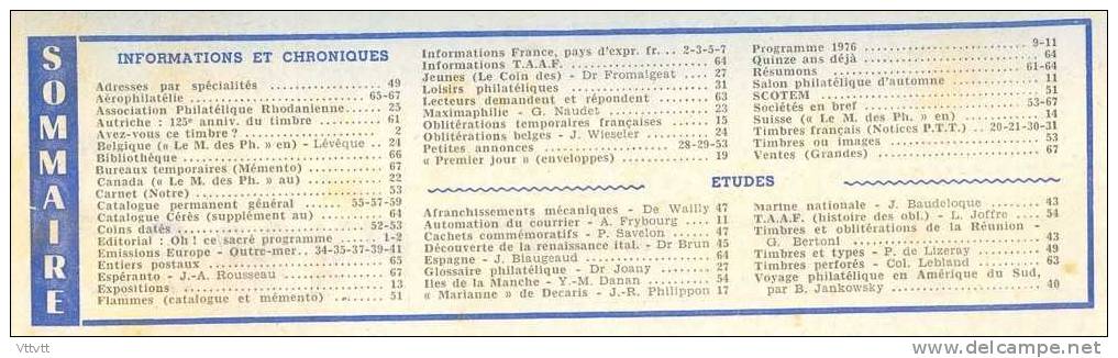 LE MONDE DES PHILATELISTES, N° 282, Décembre 1975 : Coins Datés, Entiers Postaux, Marianne De Decaris, Iles De La Manche - French (from 1941)