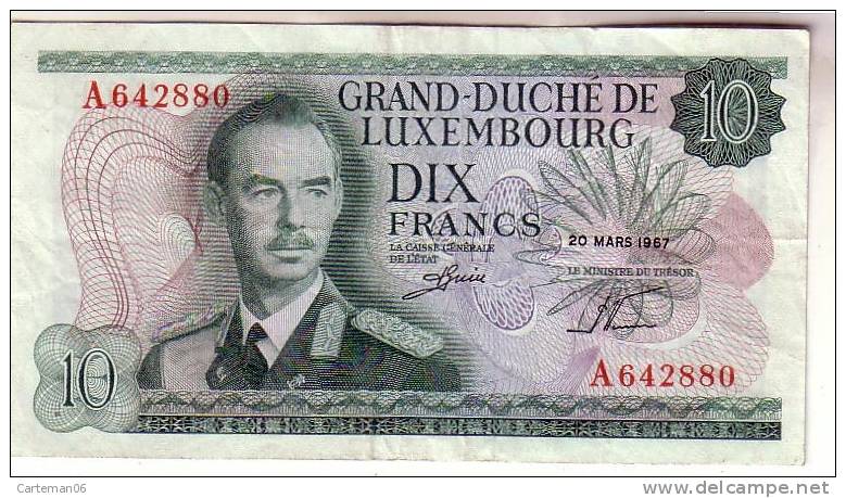 Billet - Luxembourg - 10 Francs Grand-Duc Jean Neuf 1967 - Luxemburgo
