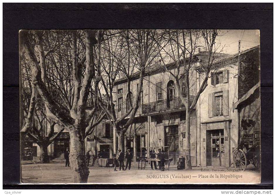 84 SORGUES Place De La République, Animée, Commerces, Librairie, Ed Ternier, 1917 - Sorgues