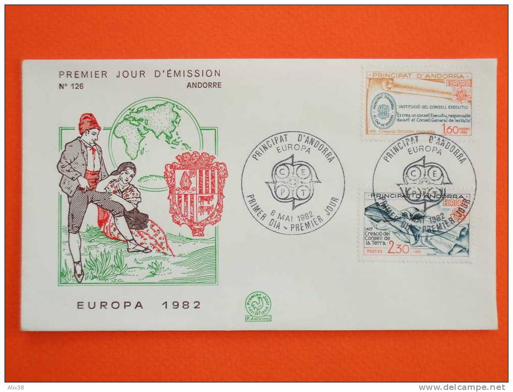 ANDORRE FRANCAIS ENVELOPPE 1er JOUR 1982-Europa N°300 Et N°301 Sur Enveloppe.  Superbe - FDC