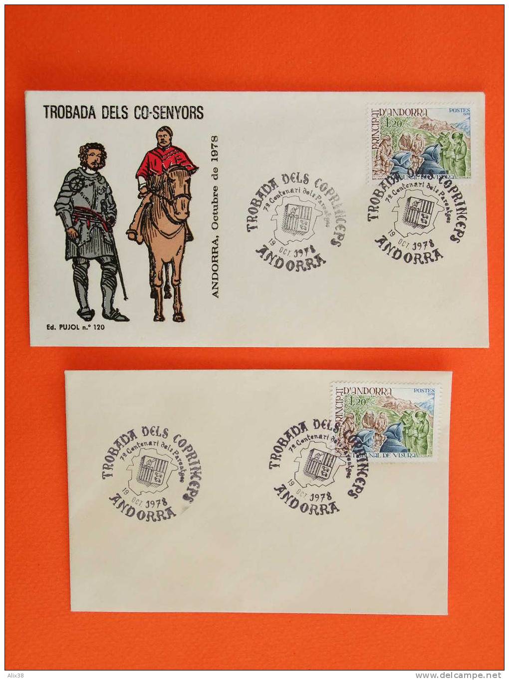 ANDORRE FRANCAIS ENVELOPPE 1er JOUR 1978-N°272 Sur 2 Enveloppes.  Superbe - FDC