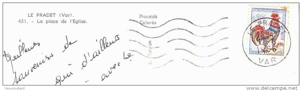 CPSM. LE PRADET. LA PLACE DE L'EGLISE. DATEE 1966. - Le Pradet