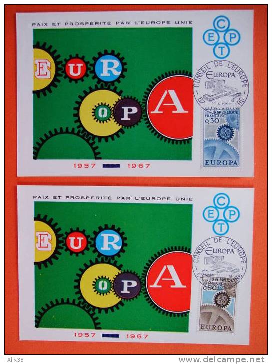 4 CARTES MAXIMA 1967 - Europa N°1521 Et N°1522.  Superbe - 1967