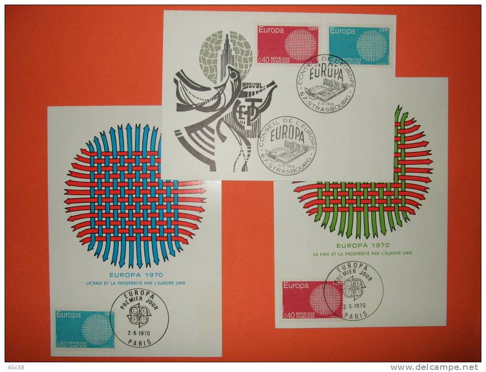 1970 - Europa Sur 3 CARTES MAXIMA  Superbes - 1970