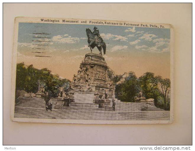 US PA - Washington Monument  Philadelphia  PU 1920's   -F  D57582 - Philadelphia