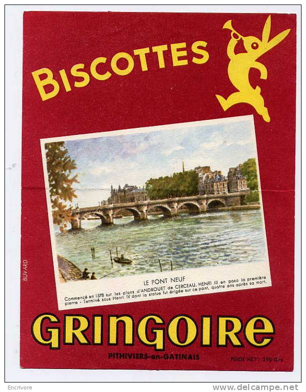 Buvard Biscottes GRINGOIRE - Le Pont Neuf - Biscottes