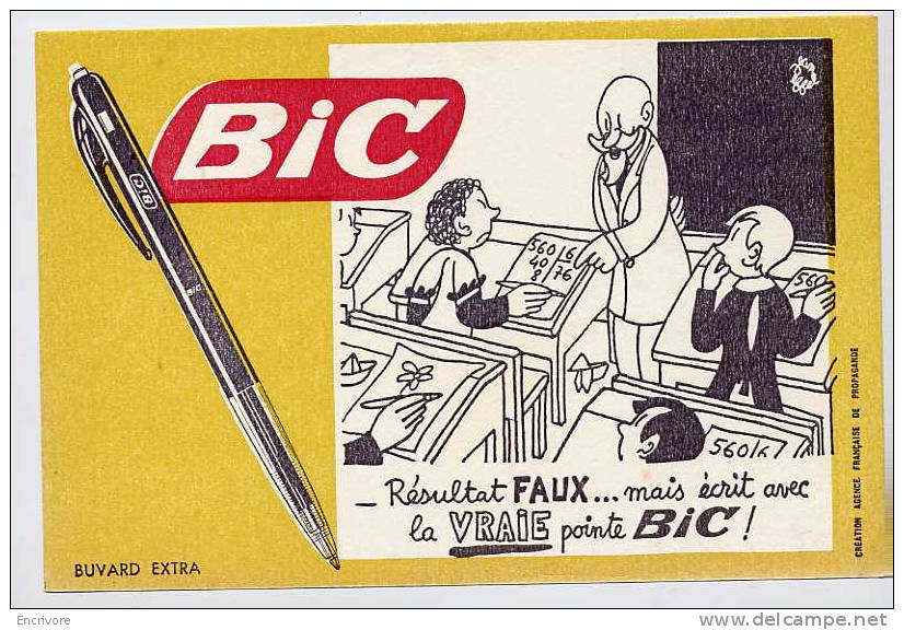 Buvard BIC Stylo  Resultat Faux école Maitre Elèves Division - Dessin De EFFEL - Papelería