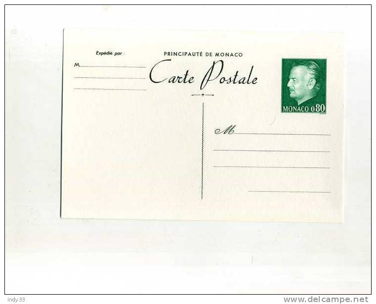 -  MONACO . CARTE POSTALE 0,80 . PORTRAIT DE RAINIER - Postal Stationery