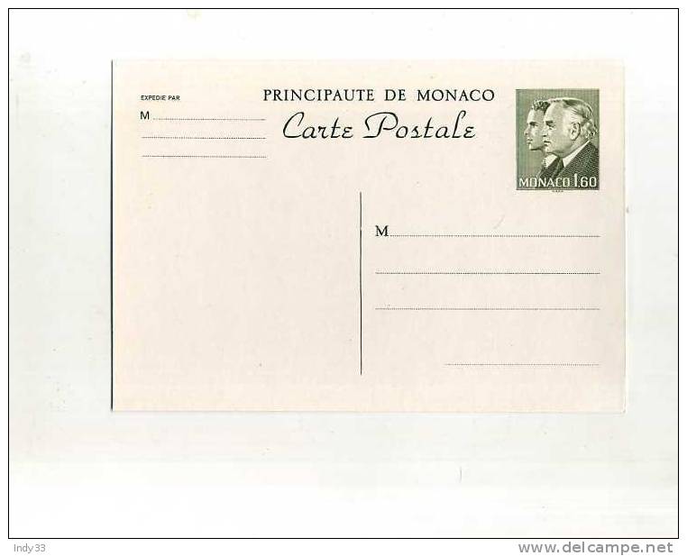 -  MONACO . ENTIER POSTAL SUR CP A  1,60 . TYPE DEUX PRINCES DE SLANIA - Postal Stationery