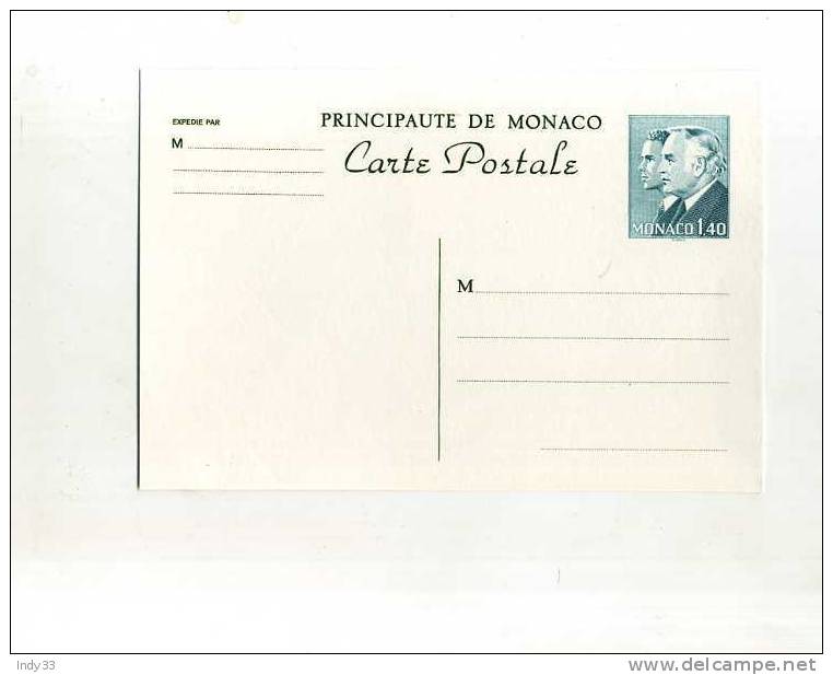 -  MONACO . CARTE POSTALE 1,40 . TYPE DEUX PRINCES DE SLANIA - Postal Stationery