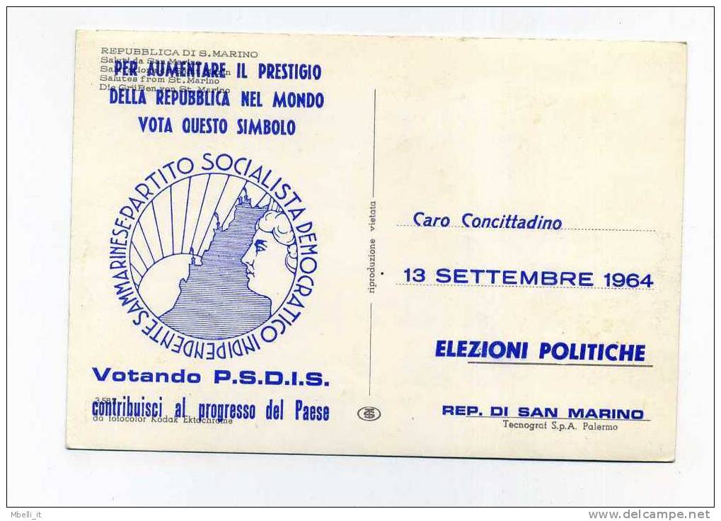 Politica - 1964 San Marino PSDIS - Partidos Politicos & Elecciones