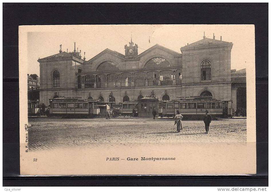 75 PARIS XV Gare Montparnasse, Extérieur, Station De Tramways, Tramway, Ed BF 52, Dos 1900 - Paris (15)