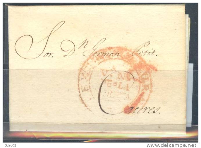 ESCAP-3409DM.Carta ,prefilatelica,de VILLANUEVA DE LA SERENA  A  CACERES.1841..MUY BONITA  Y ESCASA - ...-1850 Prephilately