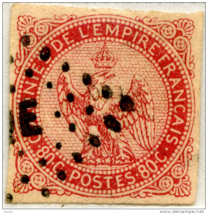 Mi.N°+Y&T N°6 Gestempelt Kolonien /Colonies Generales 1859,Adlerzeichnung 80 Centimes Carmin  Gestempelt Mit Punktrauten - Eagle And Crown