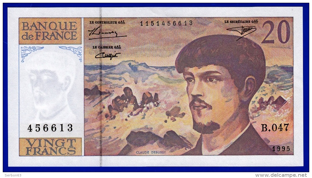 BILLET FRANCE 20 FRANCS DEBUSSY NEUF B.047 N° 456613 ANNEE 1995 VOIR 2 SCANS - 20 F 1980-1997 ''Debussy''