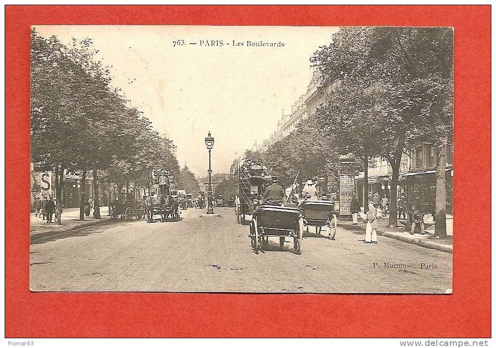 PARIS - Les Boulevards ( Belle Animation Autobus Caleches Diligences ) - Nahverkehr, Oberirdisch