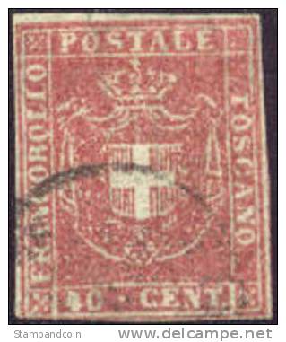 Tuscany #21 Used 40c Coat Of Arms From 1860 - Toscana