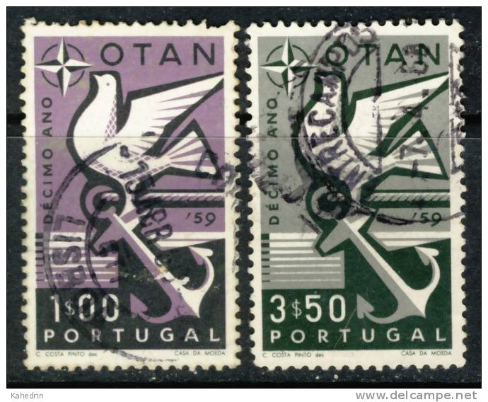 Portugal 1960, Mi. # 878-79 (o), NATO, Peace-dove - Oblitérés