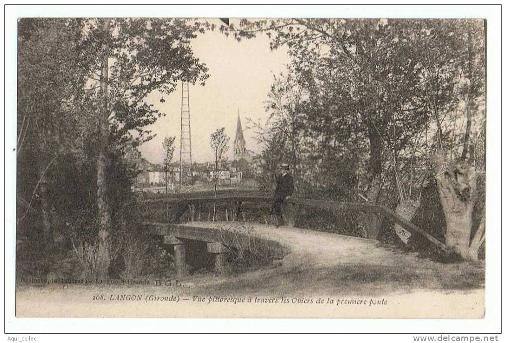 LANGON 33 GIRONDE VUE PITTORESQUE A TRAVERS LES OBIERS DE LA PREMIERE PONTE - Langon