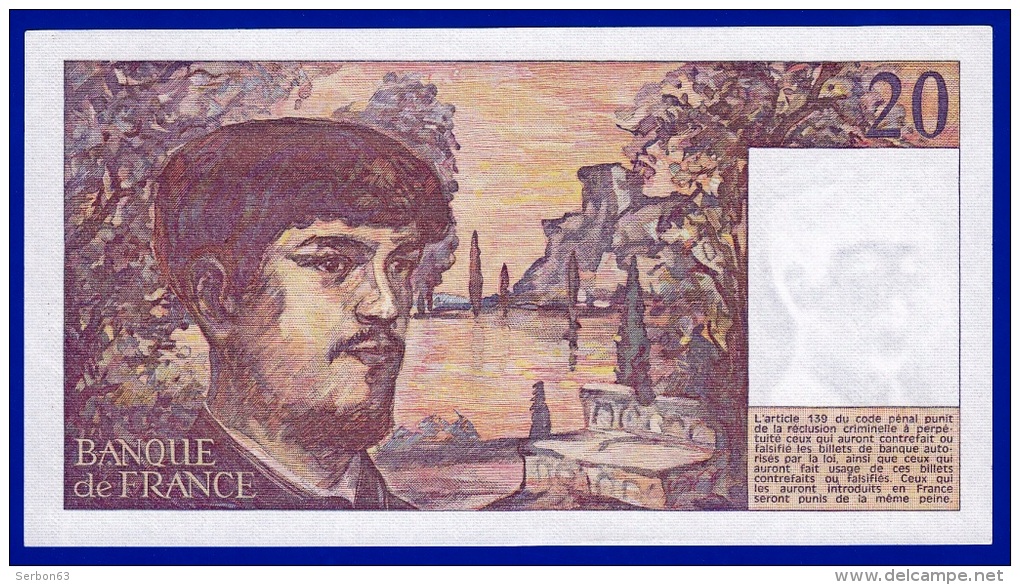 BILLET FRANCE 20 FRANCS DEBUSSY NEUF  J.004 N° 576787 ANNEE 1980 VOIR 2 SCANS - 20 F 1980-1997 ''Debussy''